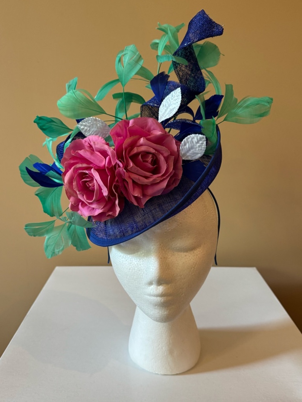 Kentucky Derby Fascinator | Blue, Pink & Green Statement Hat
